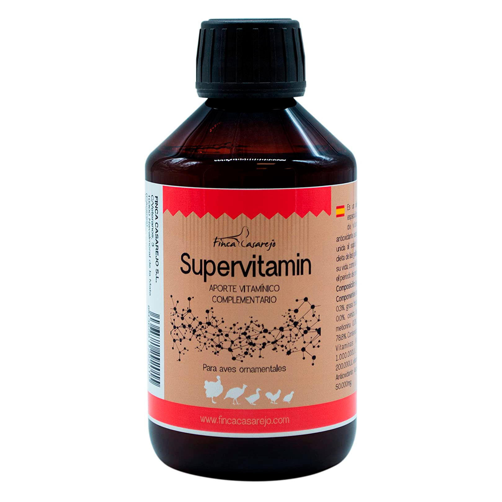 Vitaminas para Galinhas e Pombos – SuperVitamin 250 ml – Promove o desenvolvimento dos pintinhos, melhora a postura de ovos e aumenta a taxa de eclosão na incubação.
