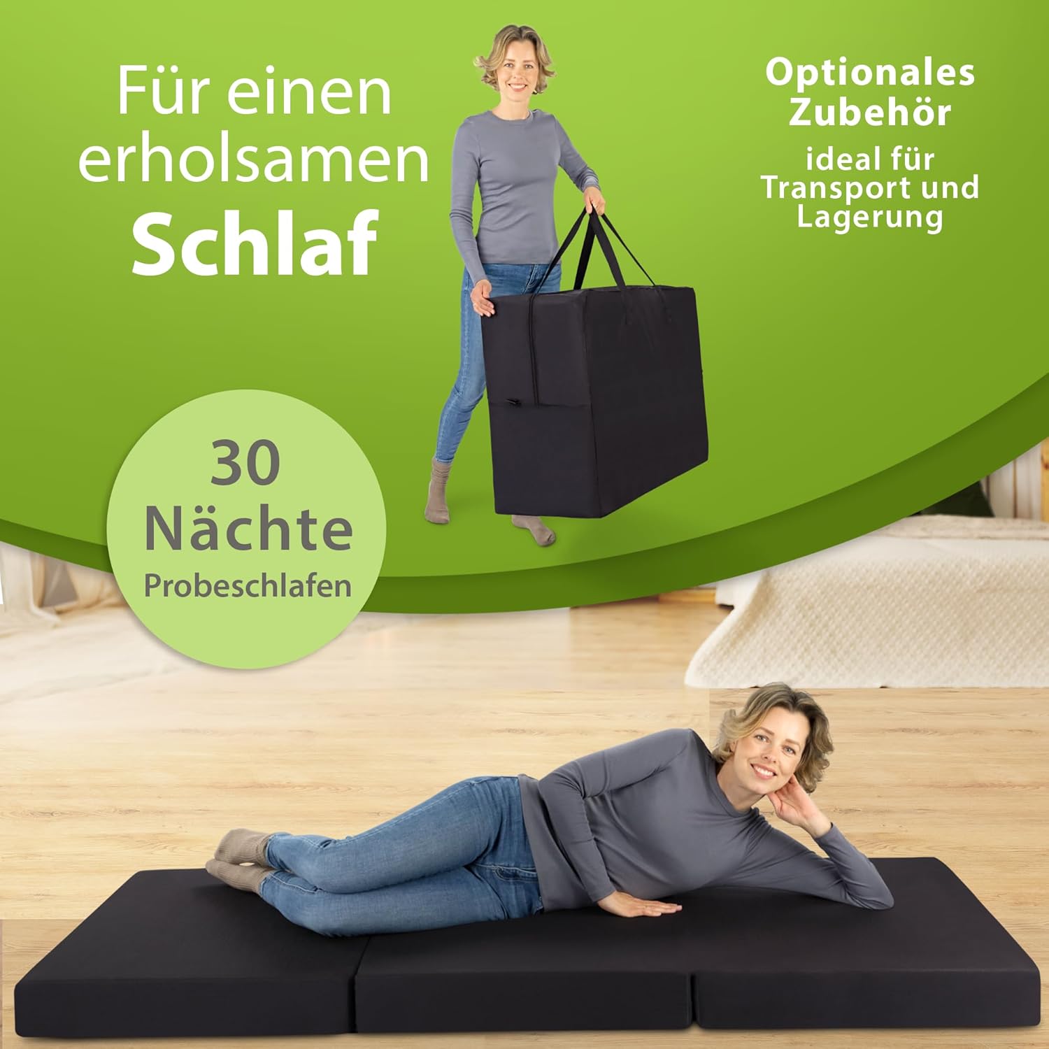 SHOGAZI® Faltmatratze 90x200 – Klappmatratze aus orthopädischem Kaltschaum | Gästematratze klappbar | Atmungsaktiver Baumwollbezug | Made in Germany