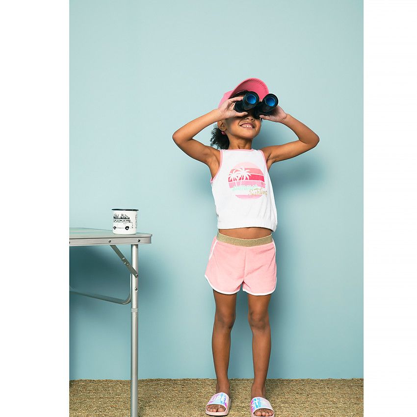 Ensemble de plage débardeur + short pour fille - Blanc