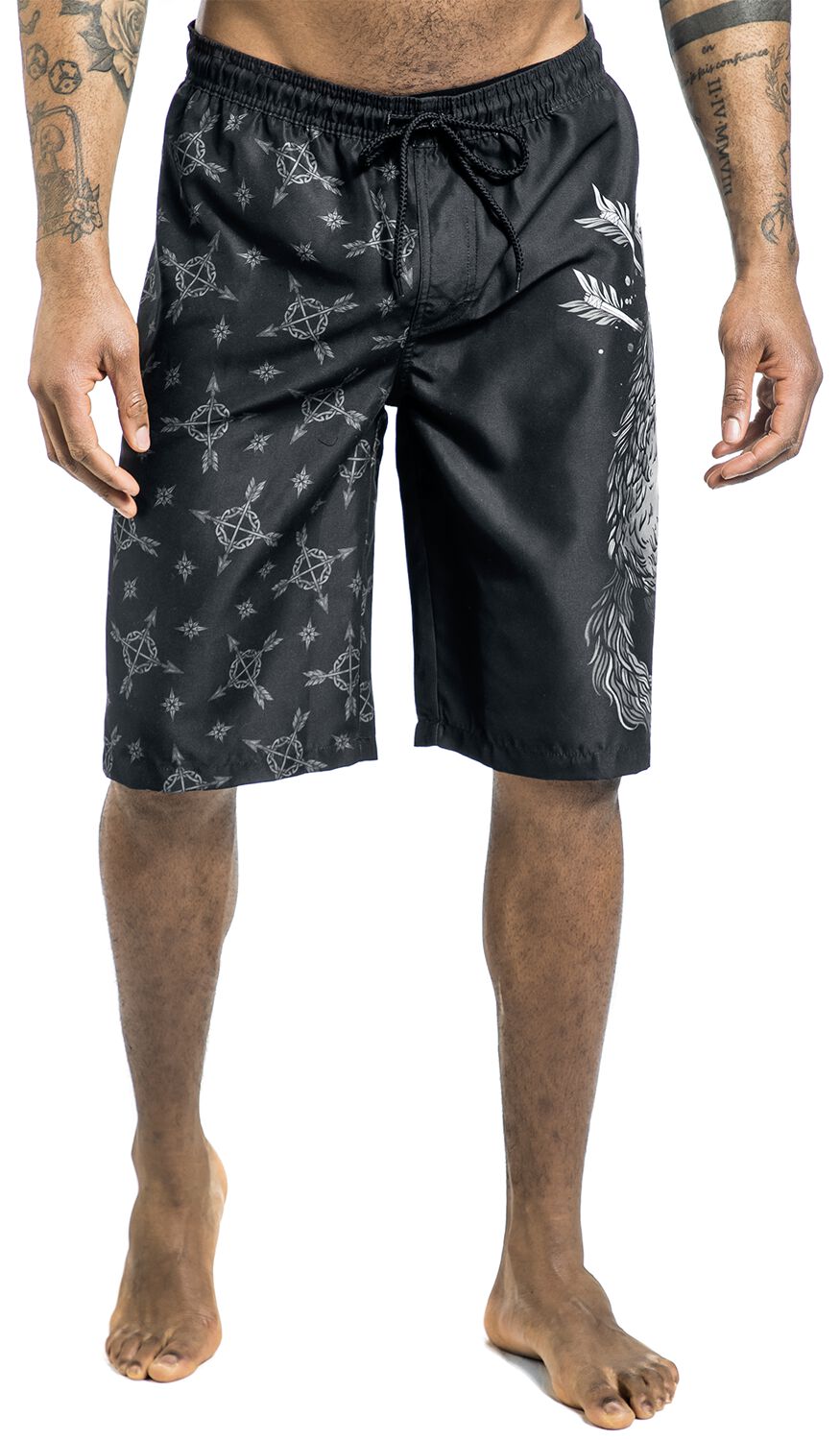 Swim Shorts With Wolf Print | Black Premium by EMP Short de bain