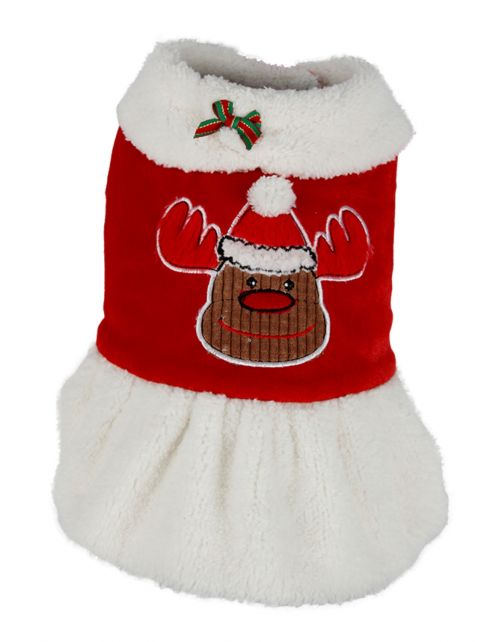 Homestyle Kerst Hondentrui Jurkje - Hondenkleding - 25 cm Rood Wit Kerst
