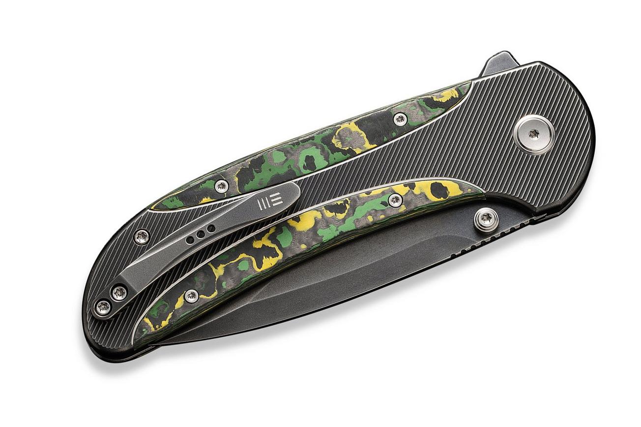 WE Knife Zizzit WE23031-4 Polished Gray CPM 20CV, Polished Gray Titanium Handle Toxic Storm Fat Carbon Fiber Inlay zakmes