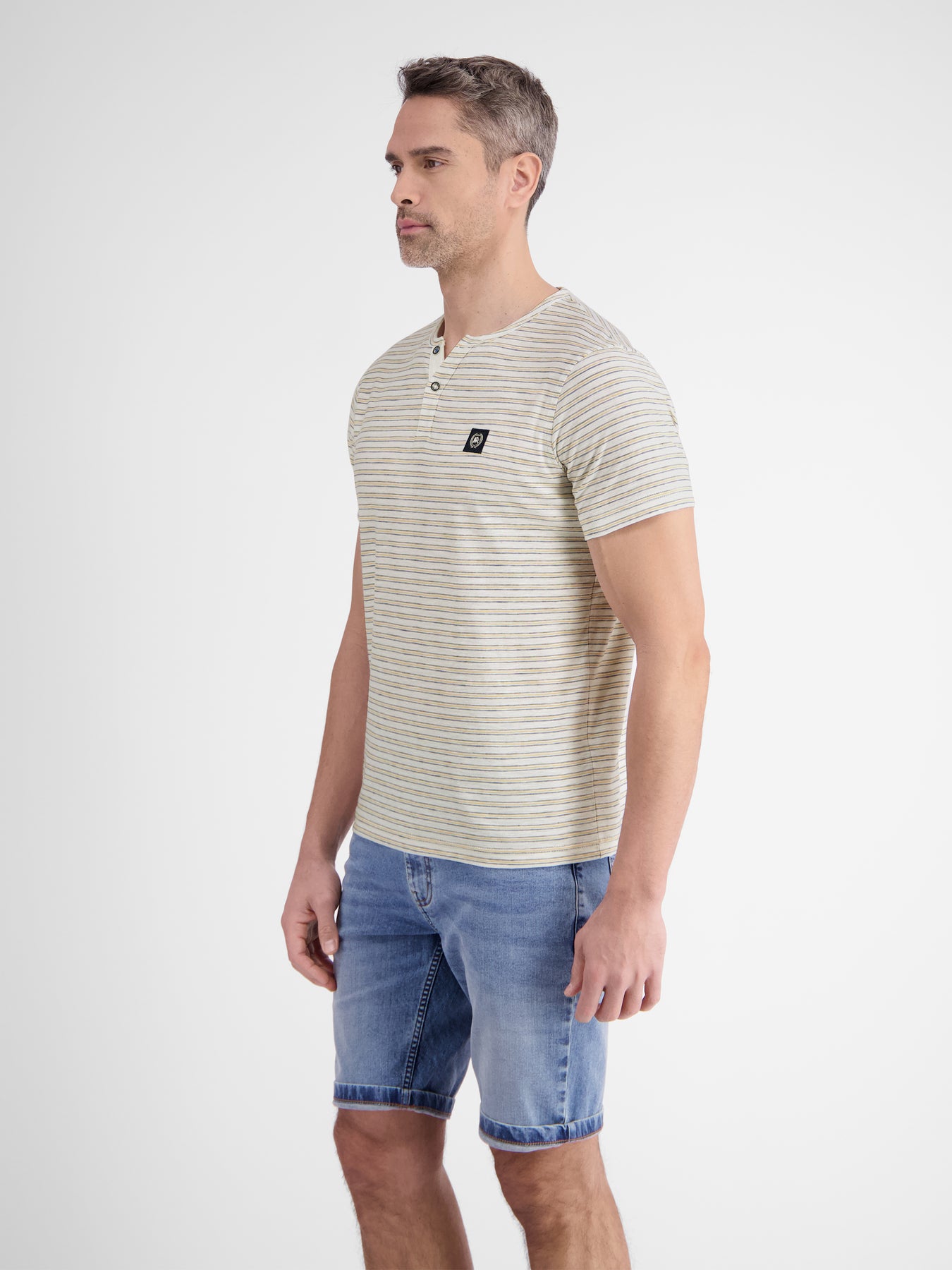 Herren Serafino-Shirt, gestreift