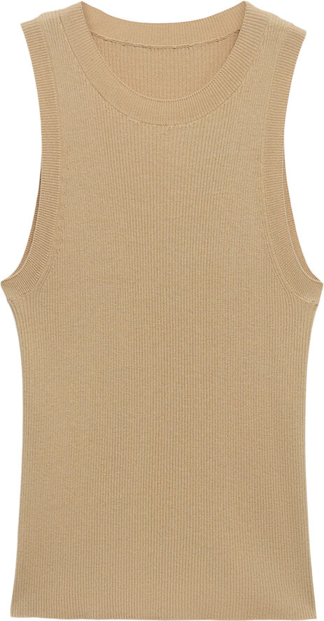 MANGO Ribbed knit top Medium brown