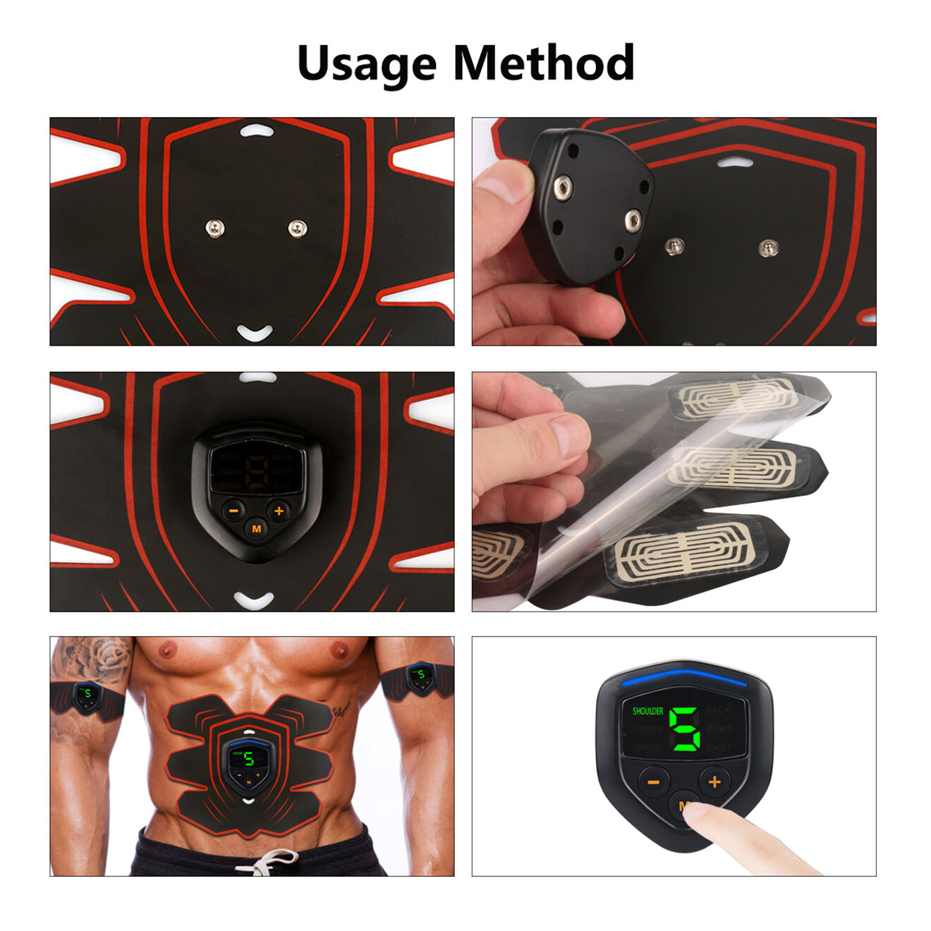 Onamaste Set de 3 électrostimulateurs musculaires rouges
