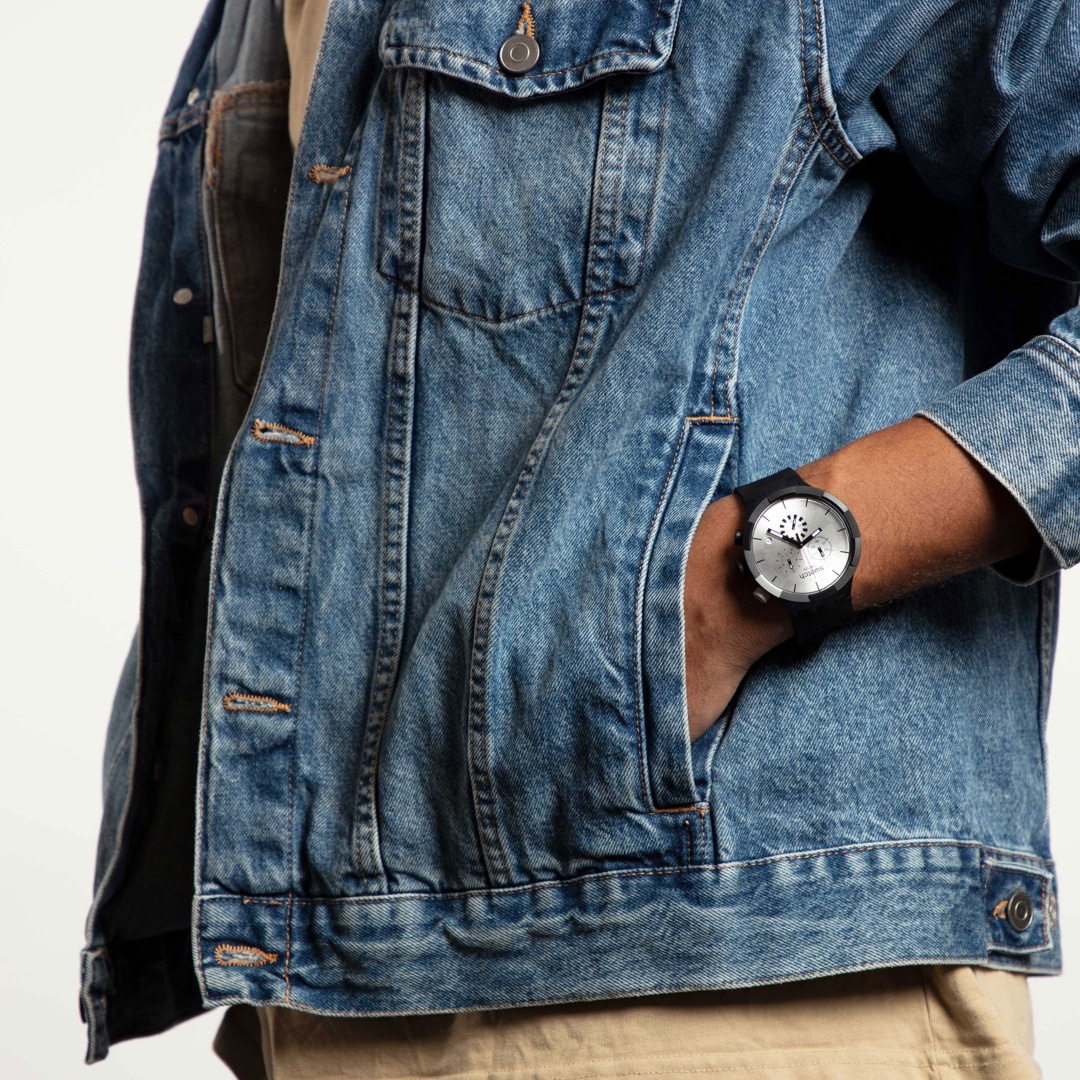 Swatch Big Bold Chrono Chequered Silver