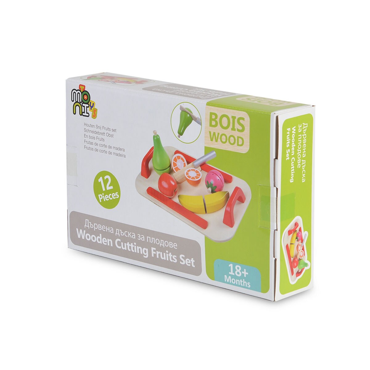 Moni Spielzeug Obst Set 4306 Holz, Brett Messer Spielzeugfrüchte Klettverbindung bunt
