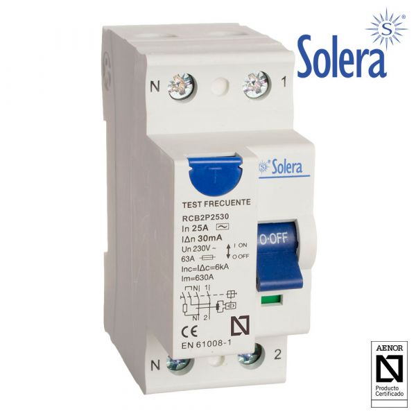 Solera Disjuntor Diferencial 2 Polos 25a (retractilado) rcb2p2530 - 02860
