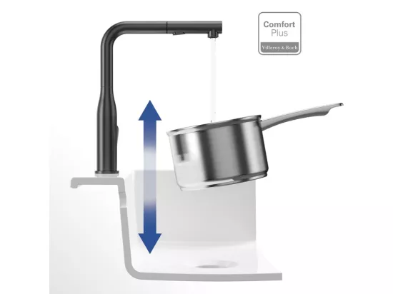 Robinet cuisine VILLEROY ET BOCH Subway Style Shower anthracite + nettoyant