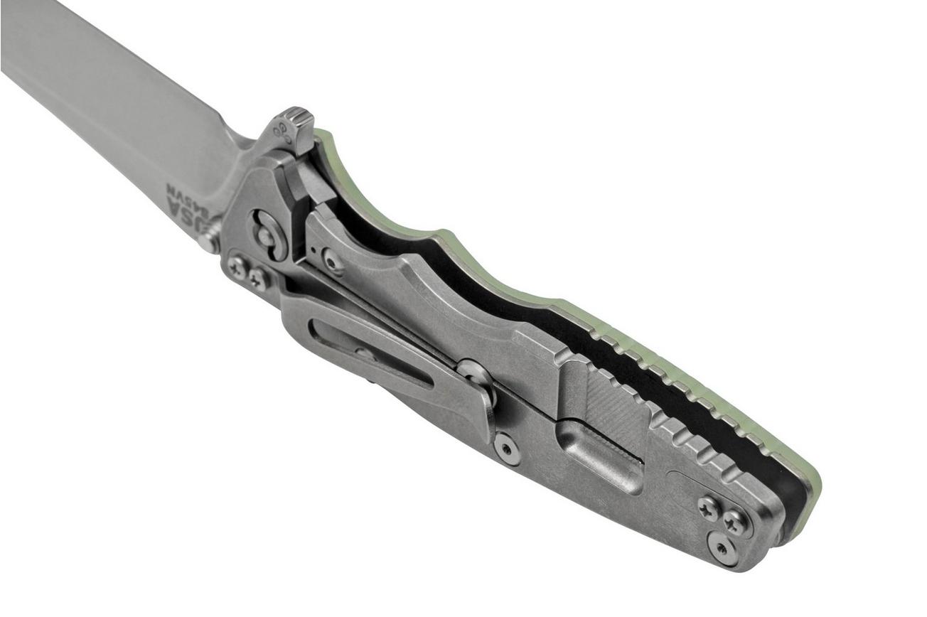 Rick Hinderer Eklipse 3.5” Spearpoint S45VN, Stonewash, Translucent Green G10, zakmes