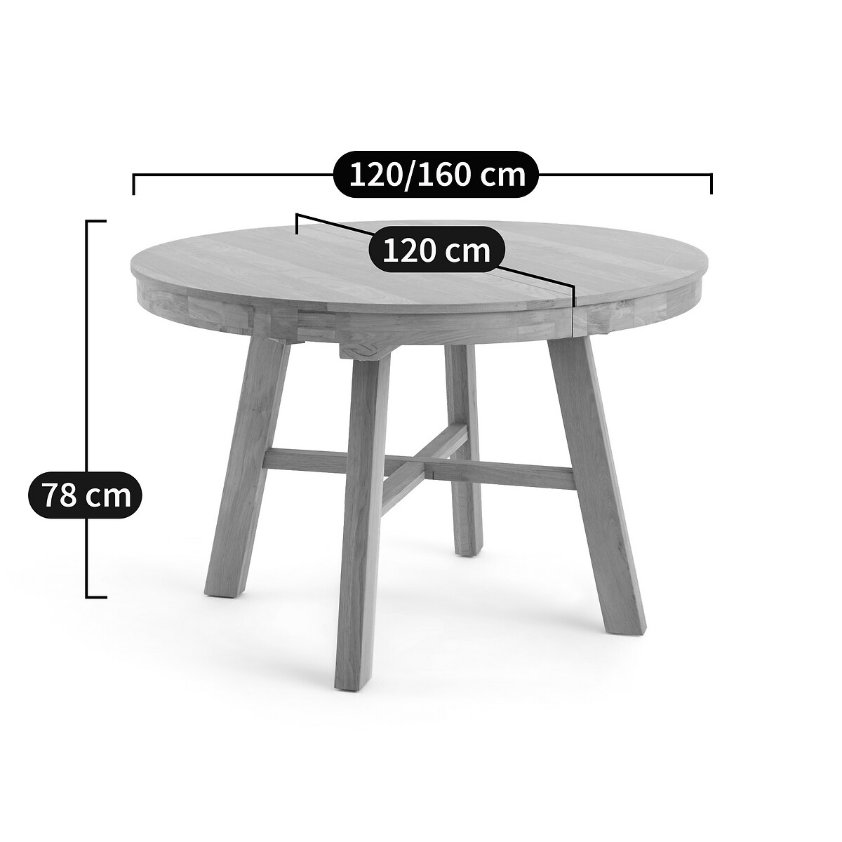 LA REDOUTE INTERIEURS<br>Mesa redonda extensível 4 - 8 pessoas, Zebarn