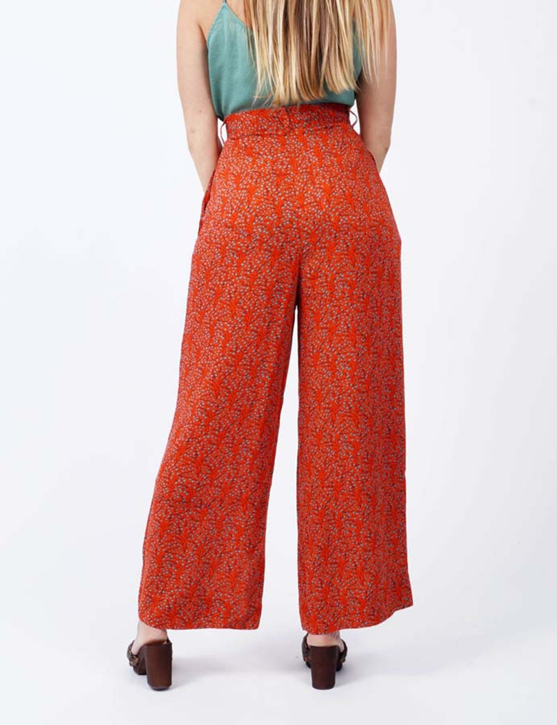SEE U SOON PANTALON PALAZZO IMPRIMÉ BRICK