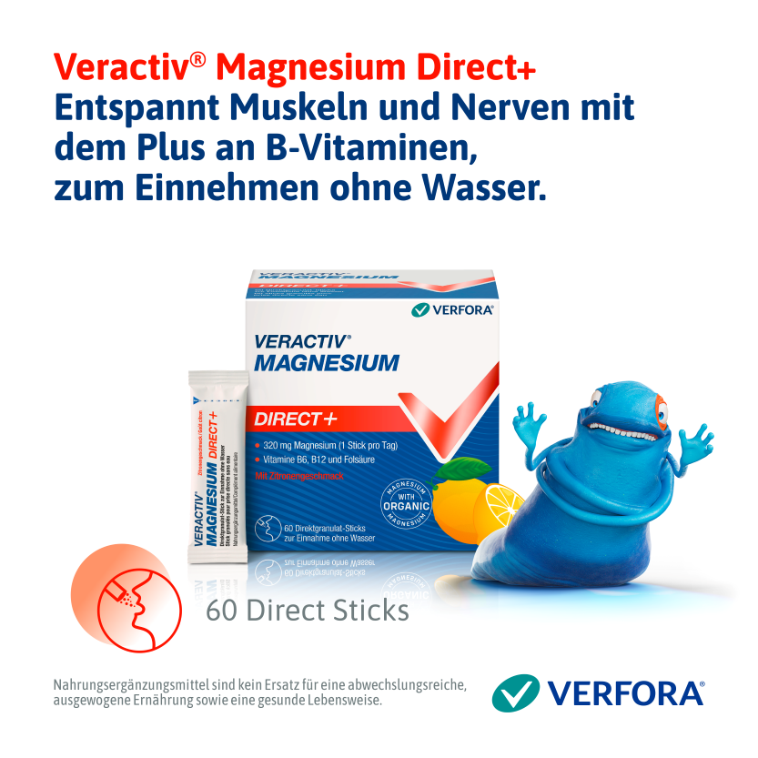 VERACTIV Magnesium Direct+<br>60 Stück, Stick, Zitrone