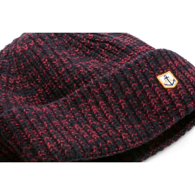 Herren-Strickmütze, Blau-Rot