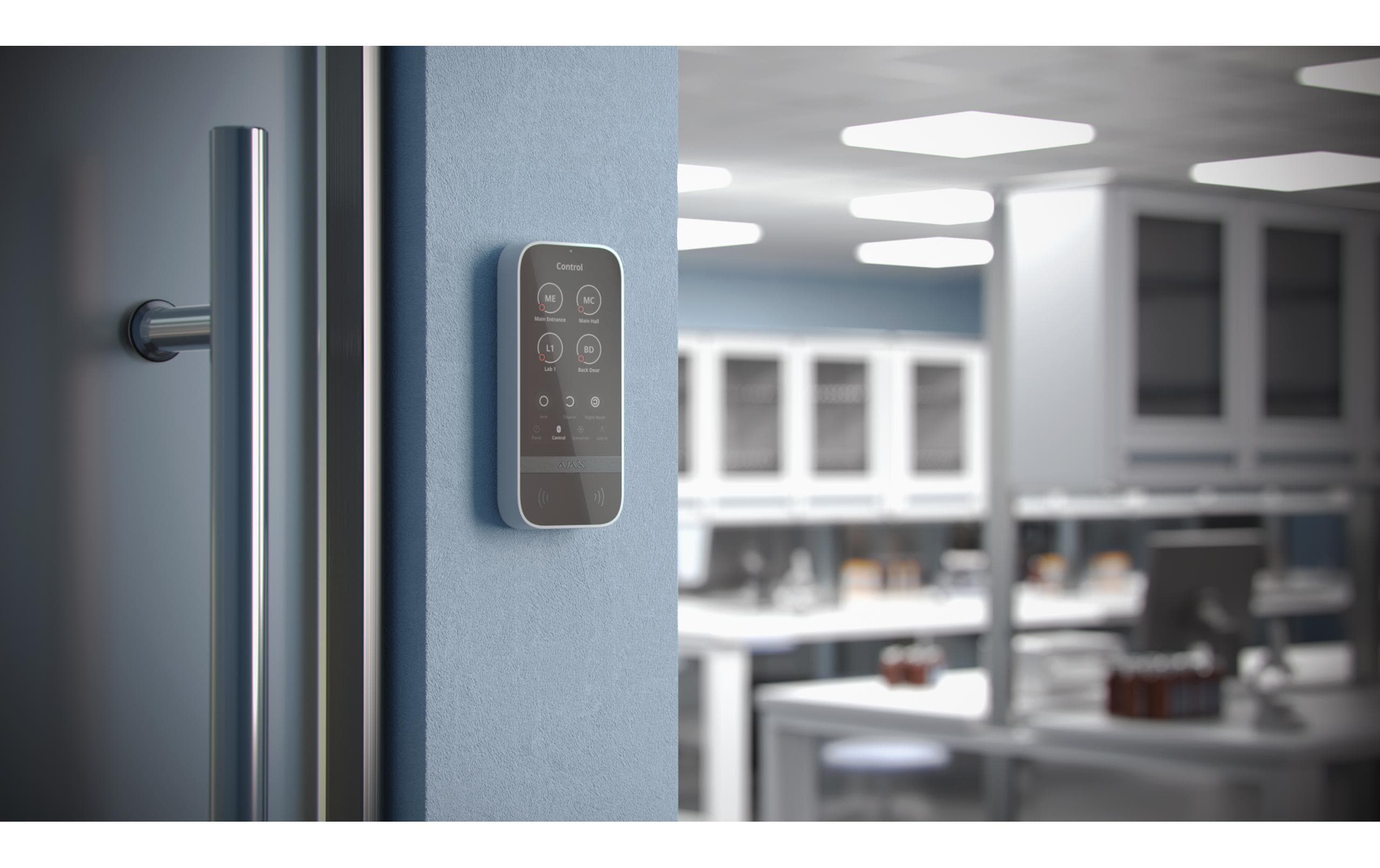 LCD-Bedienteil Baseline KeyPad TouchScreen Jeweller Weiss<br>Kabelloses Bedienteil mit Touchscreen für die Steuerung eines Ajax-Systems