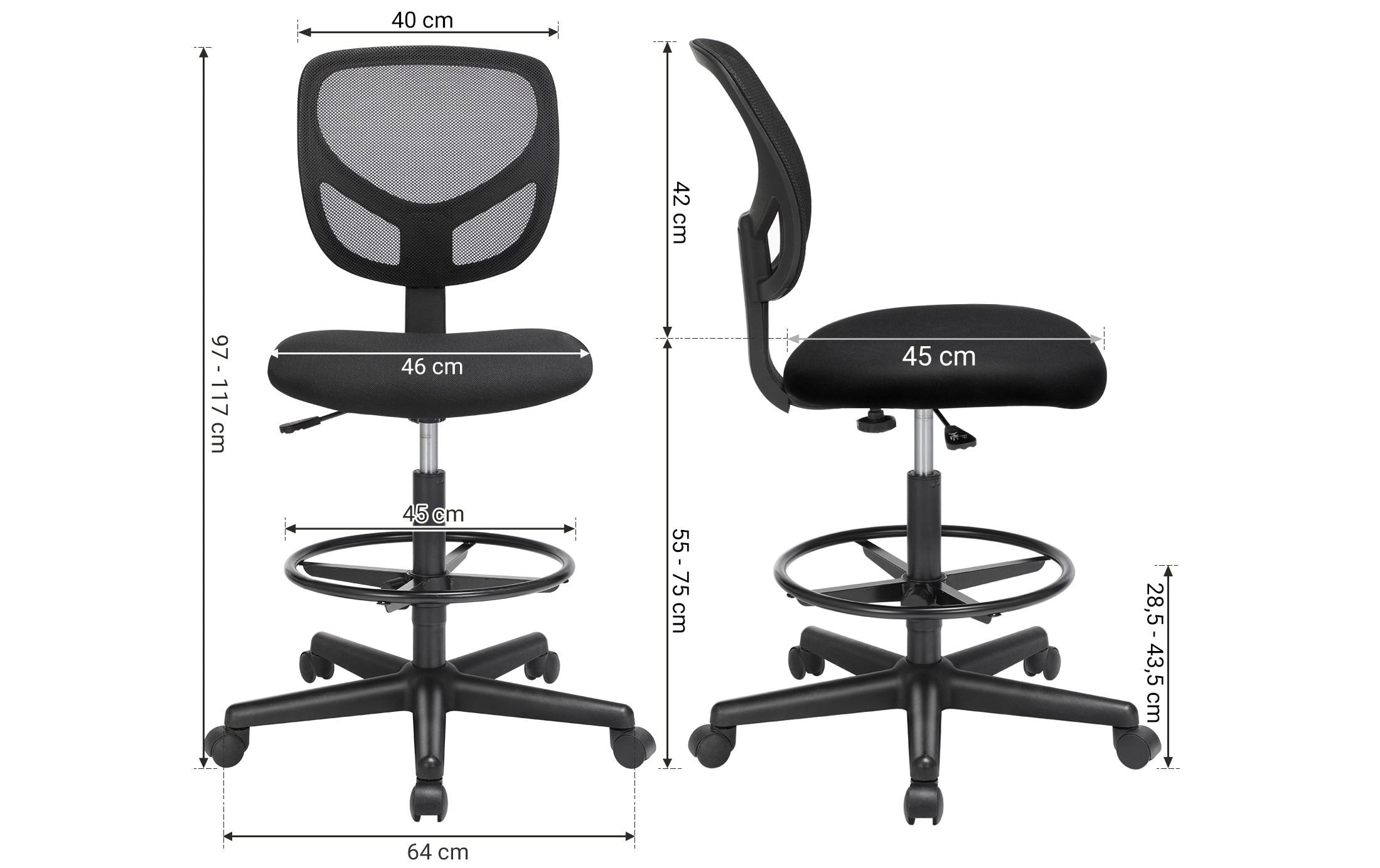 Bürostuhl mit Fusskreuz, Schwarz<br>Bequemer und ergonomischer Schreibtischstuhl