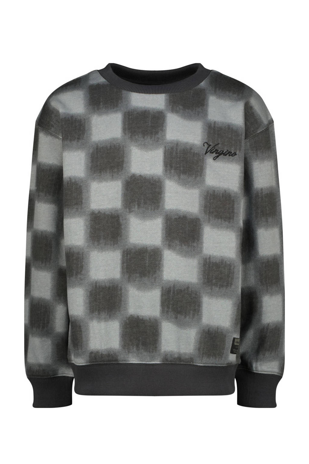 Vingino sweater Nackerd met all over print zwart/grijs