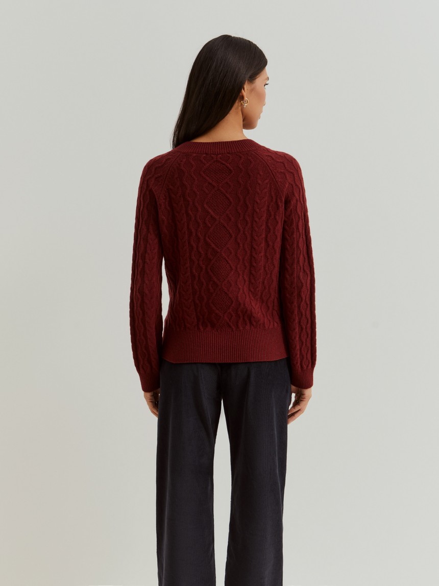Camisola malha tricotada em lã
