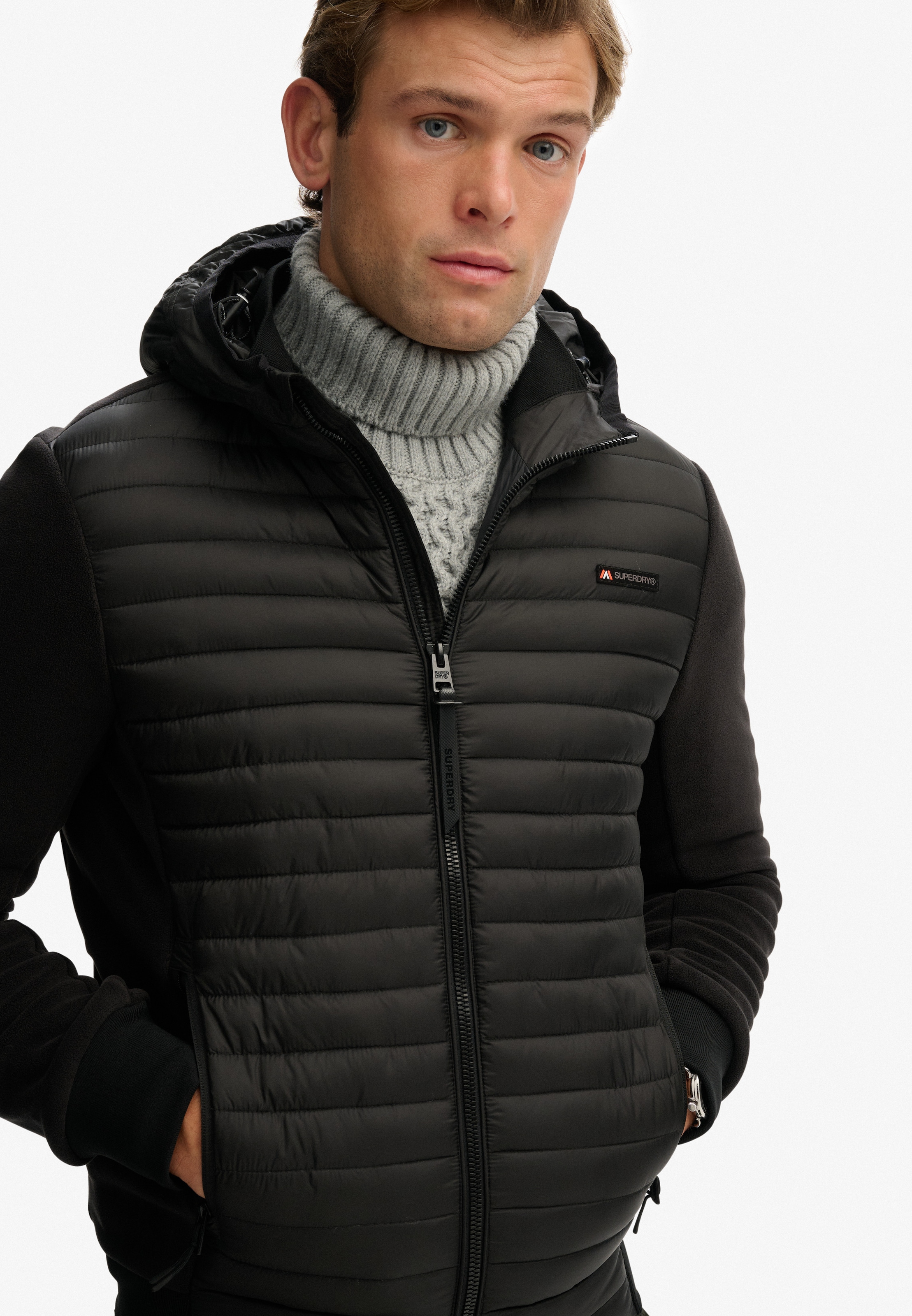 Superdry Steppjacke »HOOD STORM FLEECE HYBRID JKT« mit Kapuze