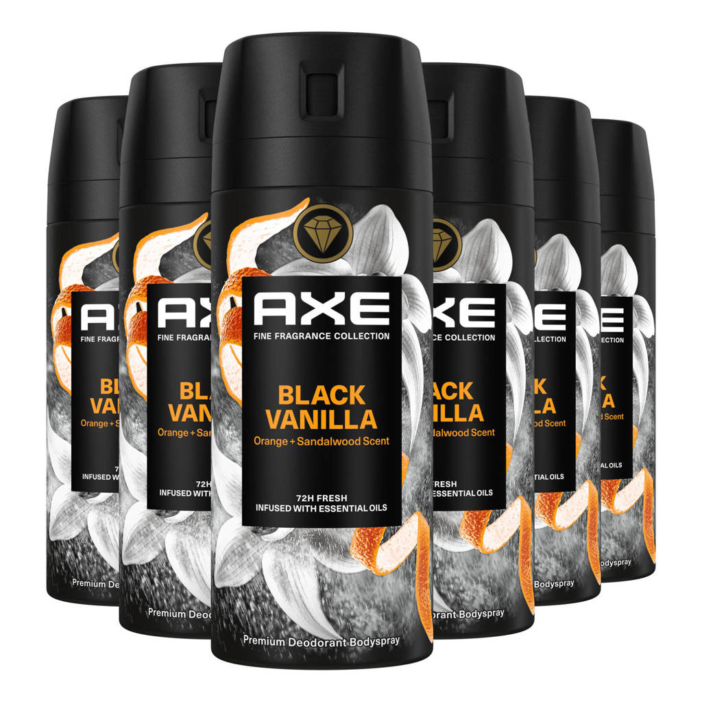 Black Vanilla premium deodorant bodyspray - 6 x 150 ml