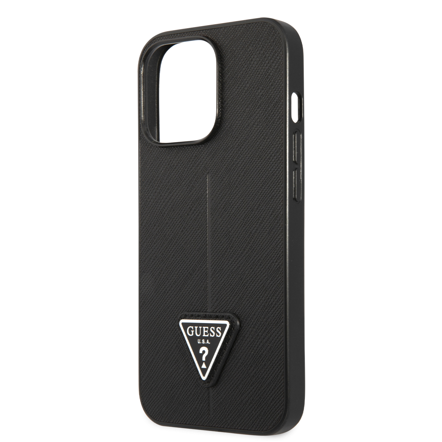 iPhone 13 Pro Leder Saffiano Hardcase Hülle (GUHCP13LPSATLK) - Schwarz