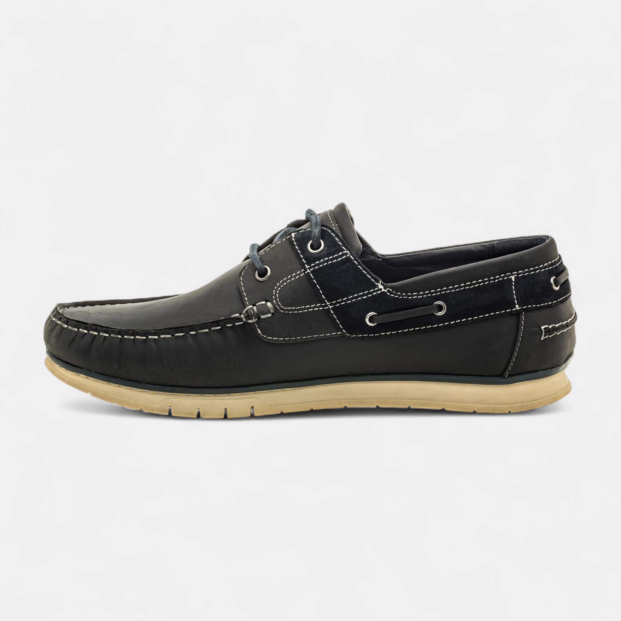 Chaussures bateau Homme en cuir bleu marine