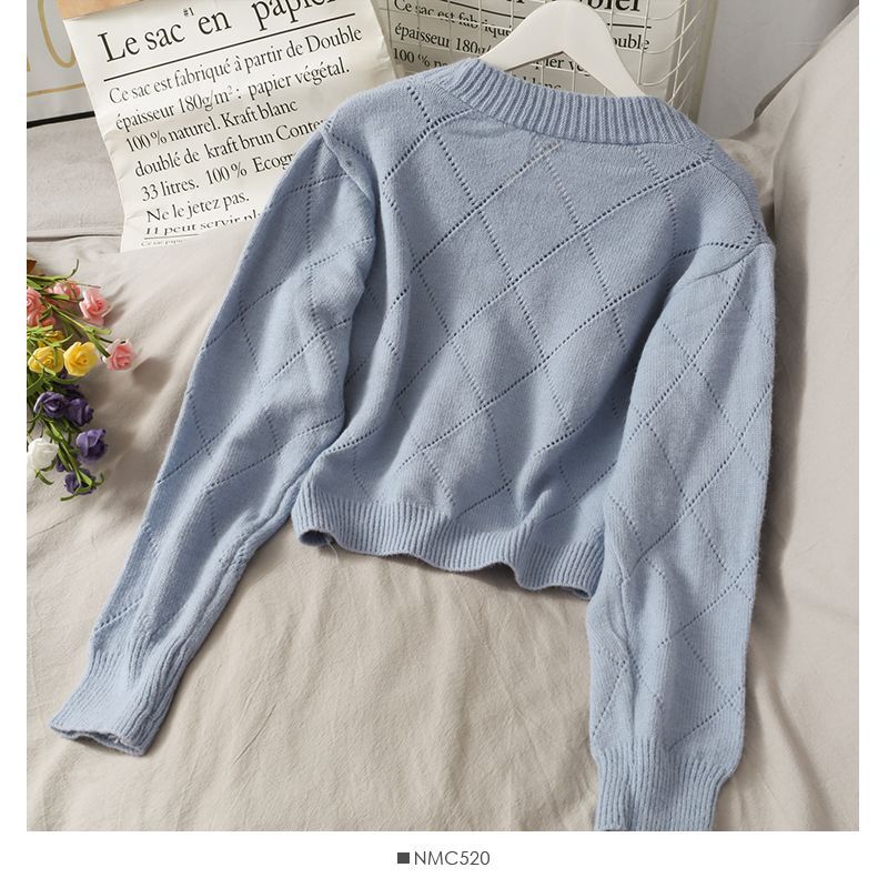 Lemongrass - Pointelle gebreide cardigan met bloemenborduursel