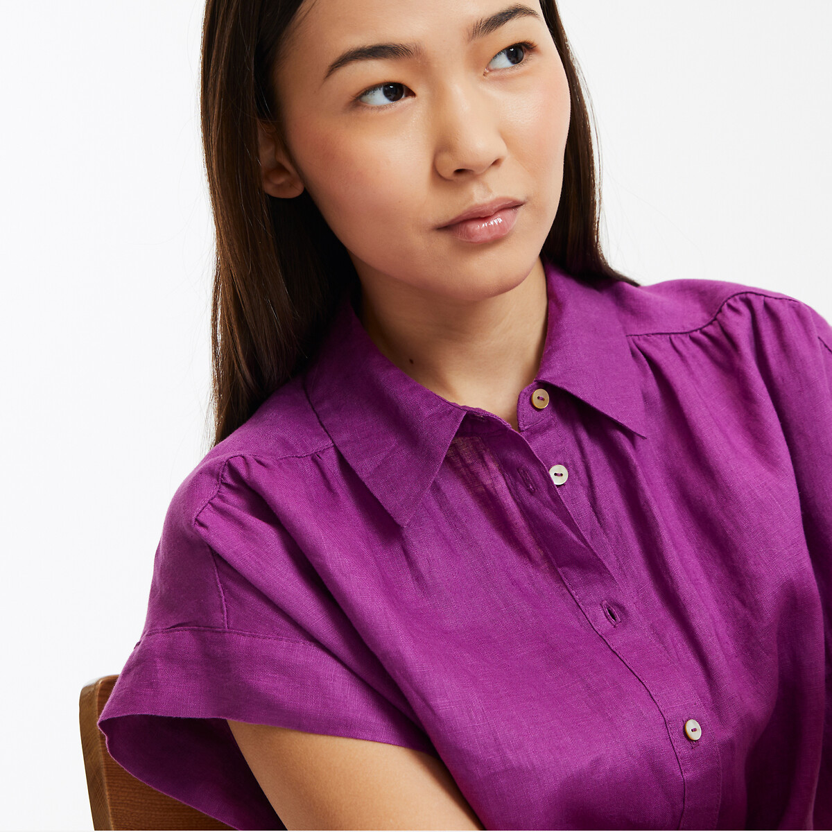 COLEÇÕES LA REDOUTE<br>Vestido de linho com mangas curtas Signature Heloïse