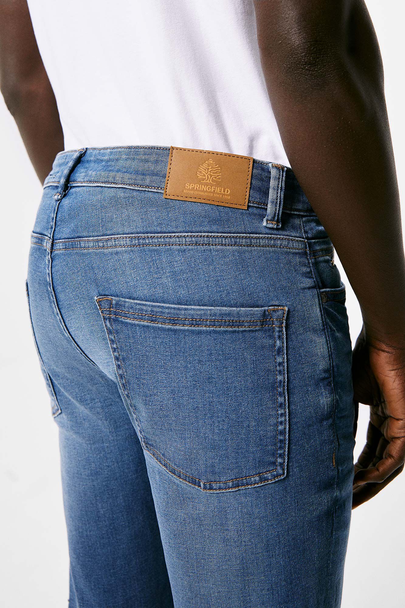 Calça jeans skinny de lavagem média - azul médio