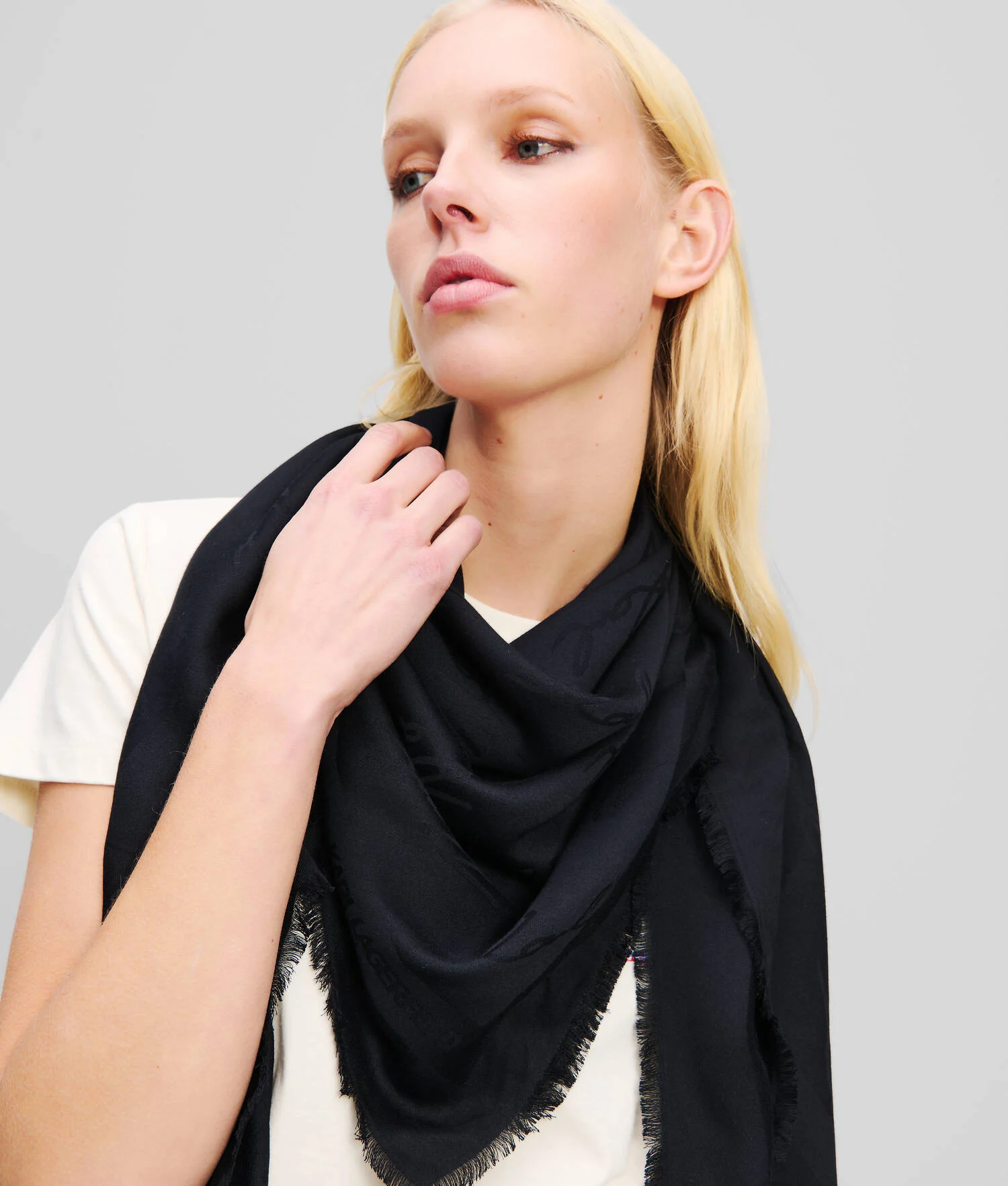 ÉCHARPE EN JACQUARD K/SIGNATURE - Noir