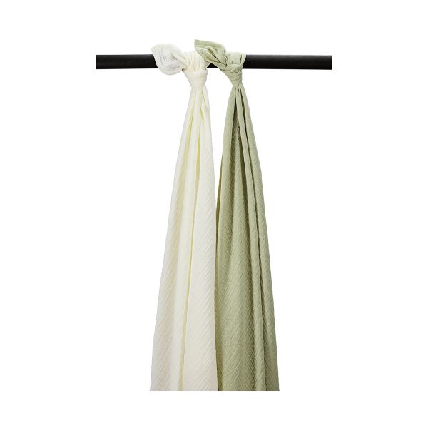 Meyco Baby Hydrofiel Swaddle - Uni - 2-pack - Naturel/Soft Olive - 120x120 cm