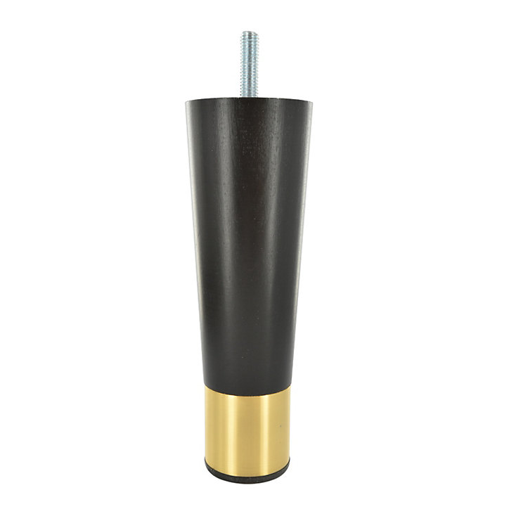 Pied de meuble fuseau en bois noir et doré Interges H. 16 cm