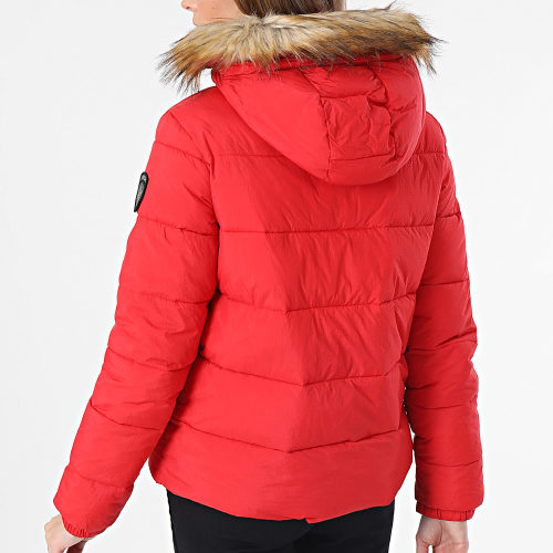 Doudoune Capuche Fourrure Femme Faux Fur W5011569A Rouge
