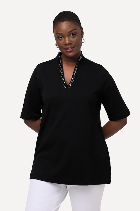 T-Shirt, Pima Cotton, A-Linie, Kelchkragen, Halbarm