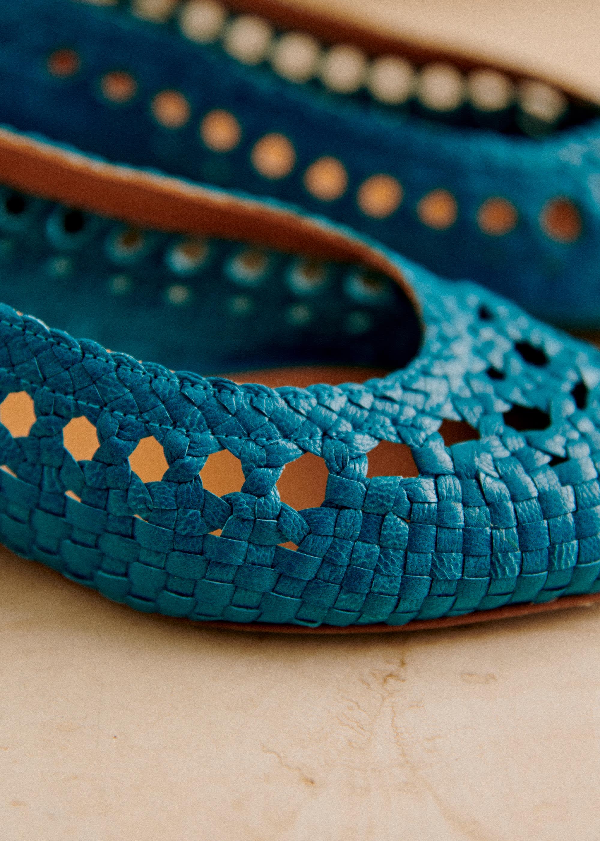 Ballerines Low Anya - Bleu turquoise lisse tressé - SOULIERS/SOULIERS Babies 5906248