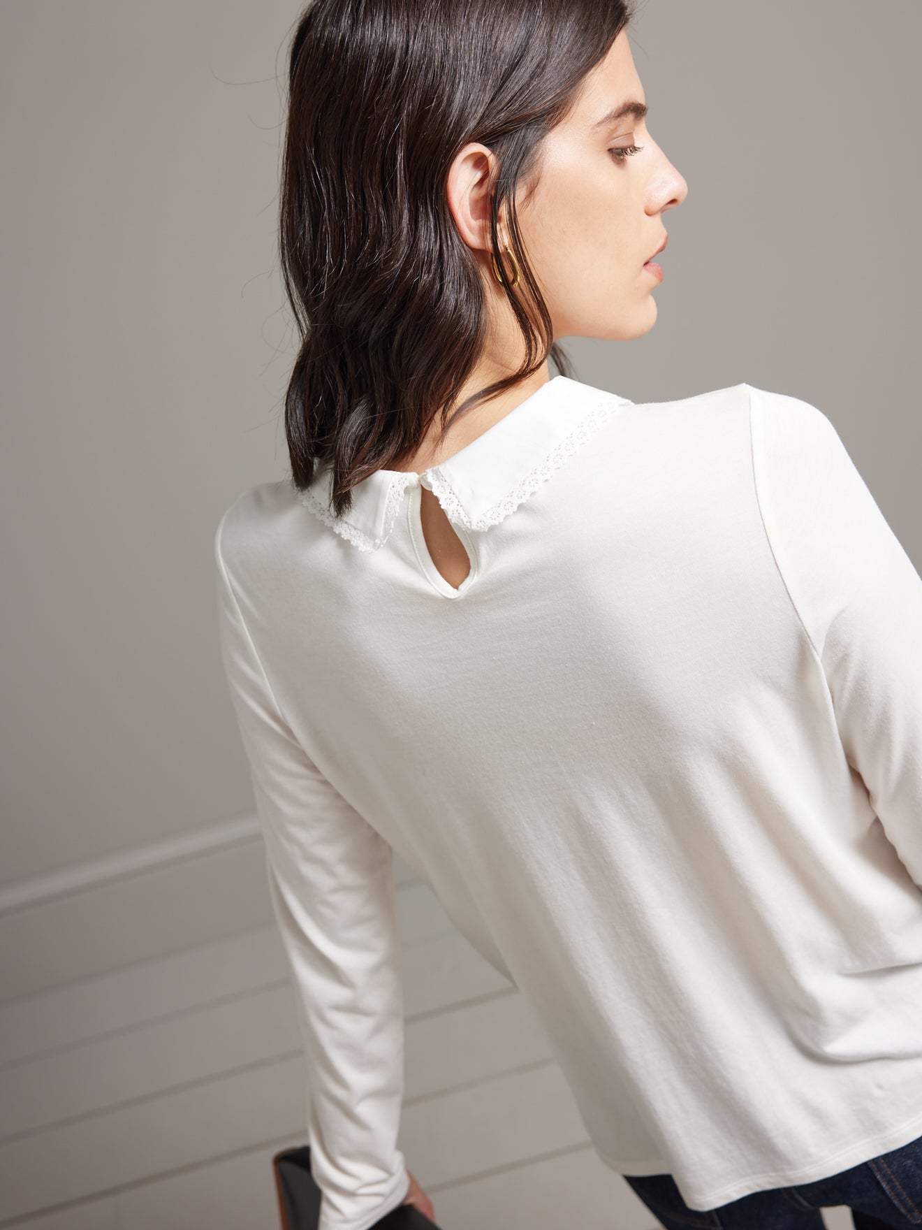 T-shirt col claudine femme - modal et coton biologique