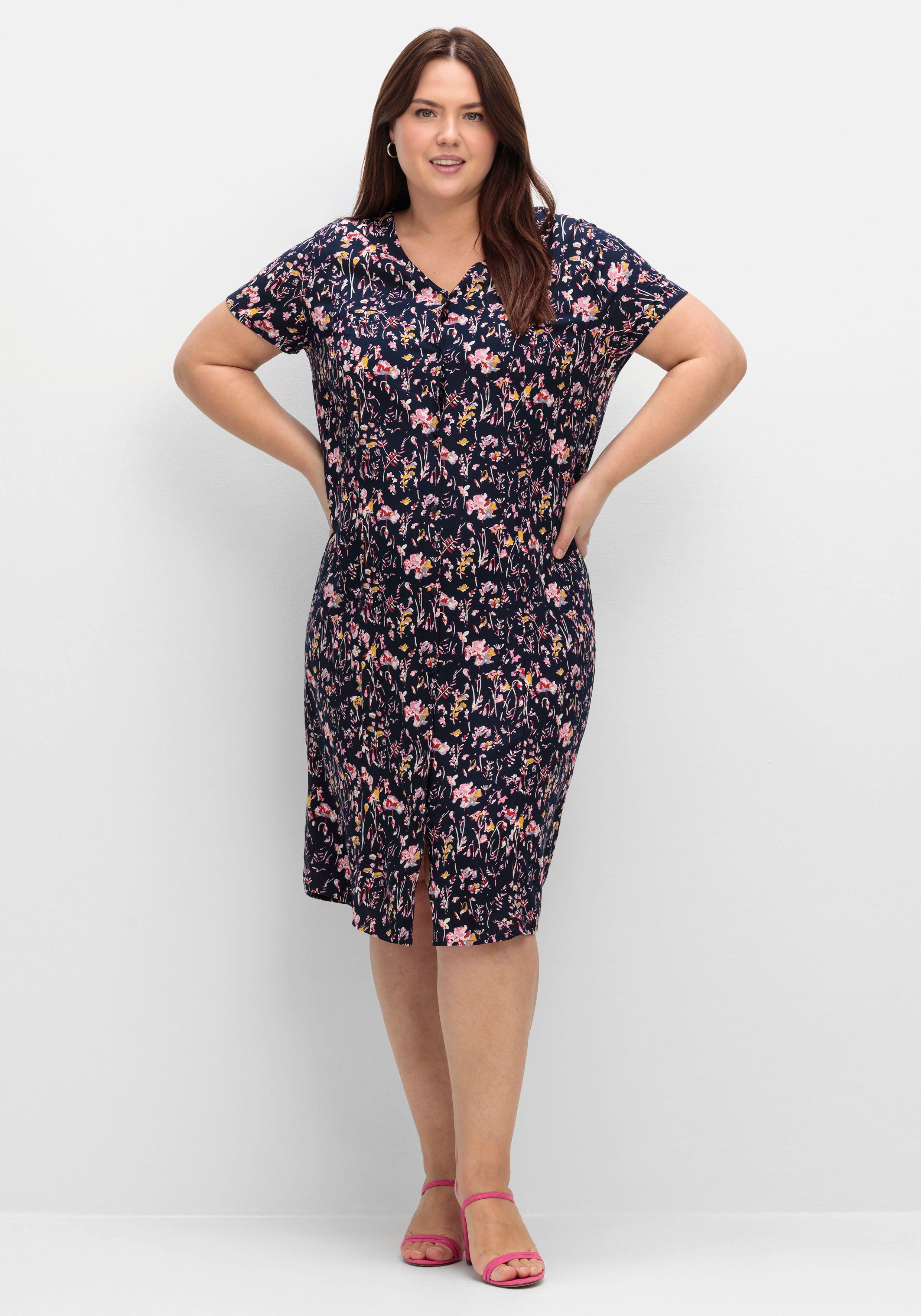 Kleid mit Knopfleiste und Blumendruck