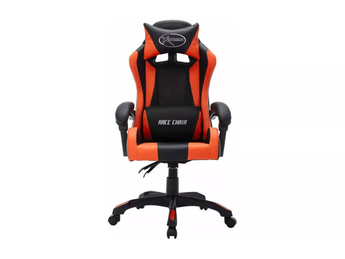 Fauteuil de jeux vidéo avec LED RVB Orange et noir Similicuir
