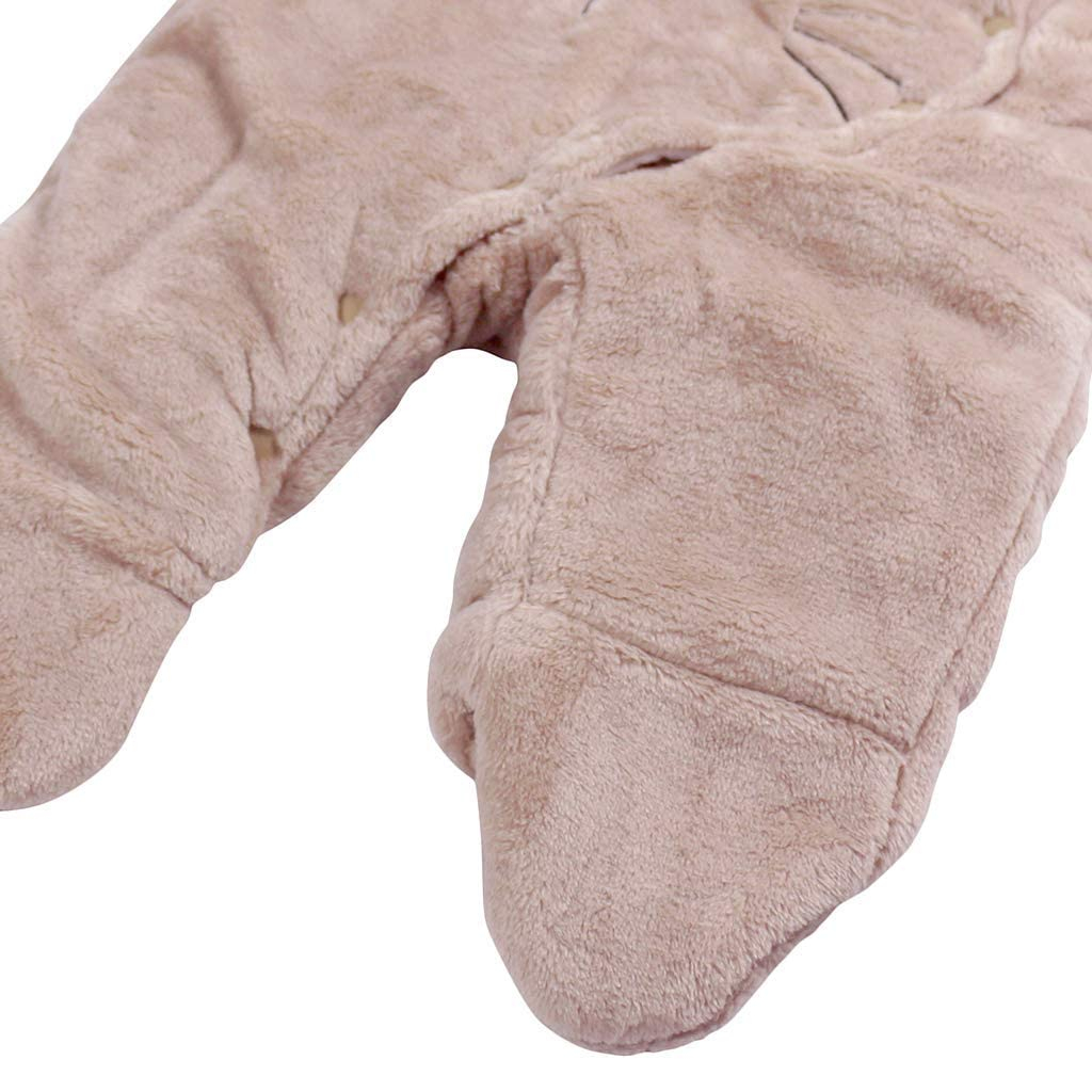 Baby Winter Outdoor Strampler Kuschel Overall Flanell Strampelanzug mit Druckknöpfe (7-9 Monate) - Beige