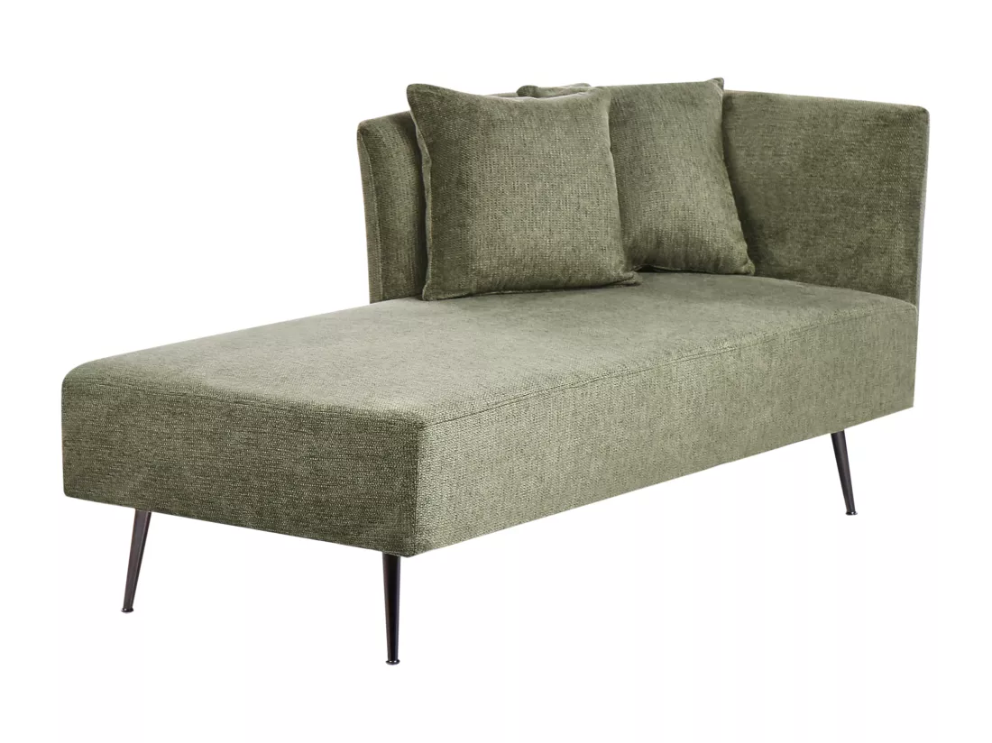 Chaise longue côté droit en tissu vert RIOM