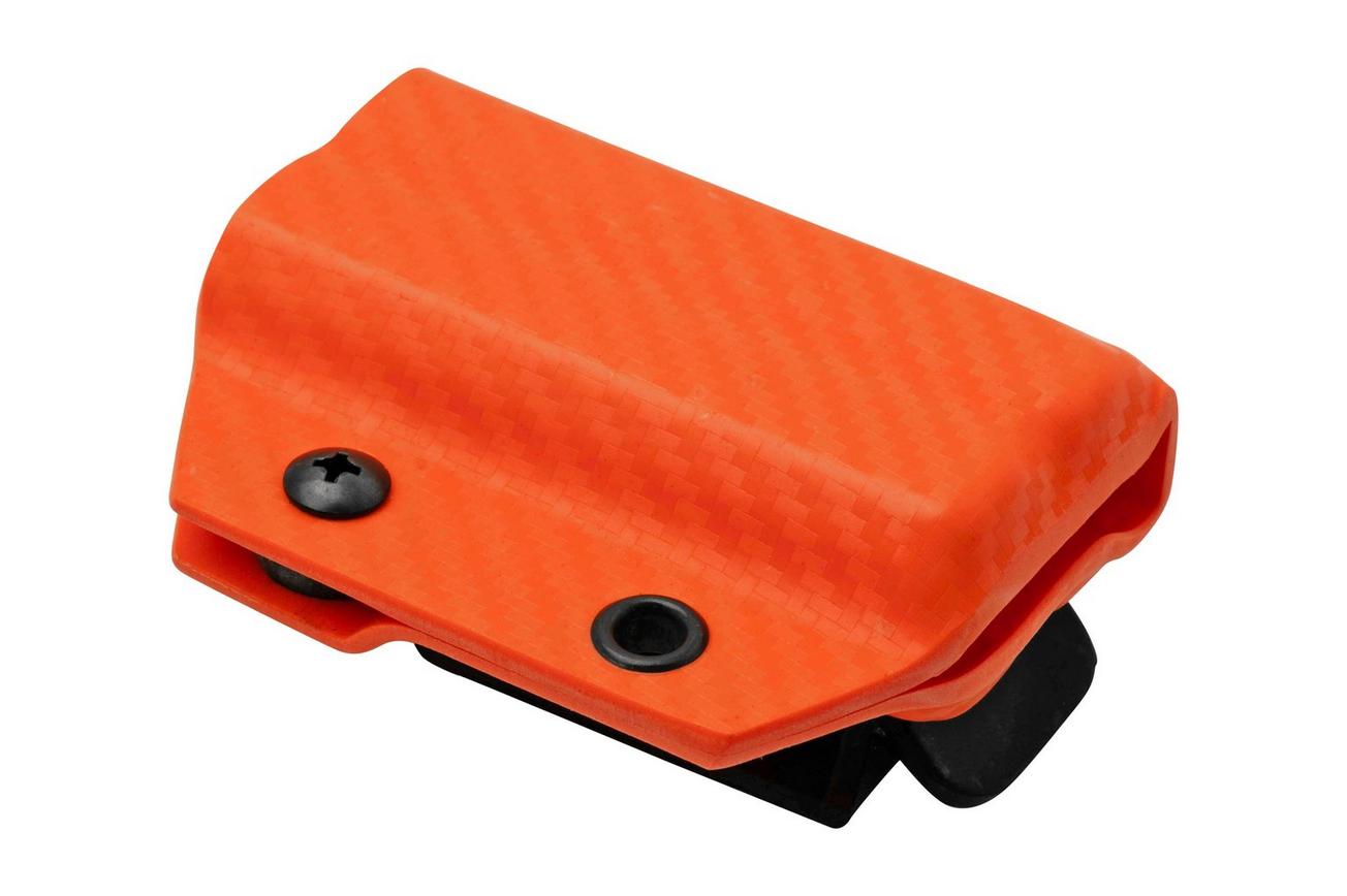 Clip And Carry Kydex Sheath Leatherman Wingman, Sidekick, Rebar, Rev, Carbon Fiber Orange LWING-CF-ORNG riemholster