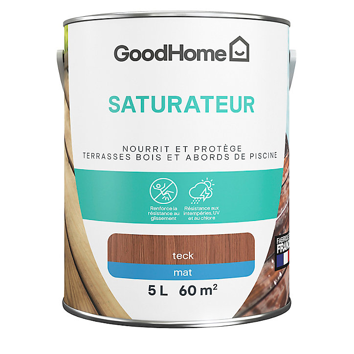 Saturateur extérieur terrasse bois et abords de piscine mat GoodHome 5L