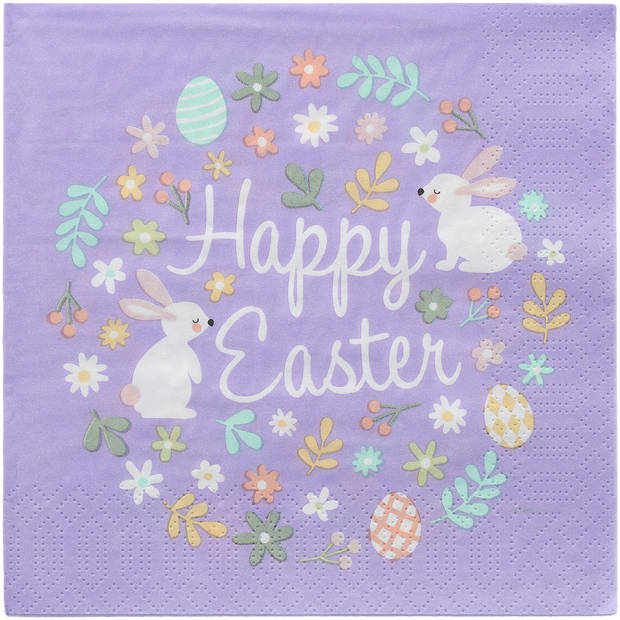 Blokker papieren servetten Happy Easter s/20 lilla