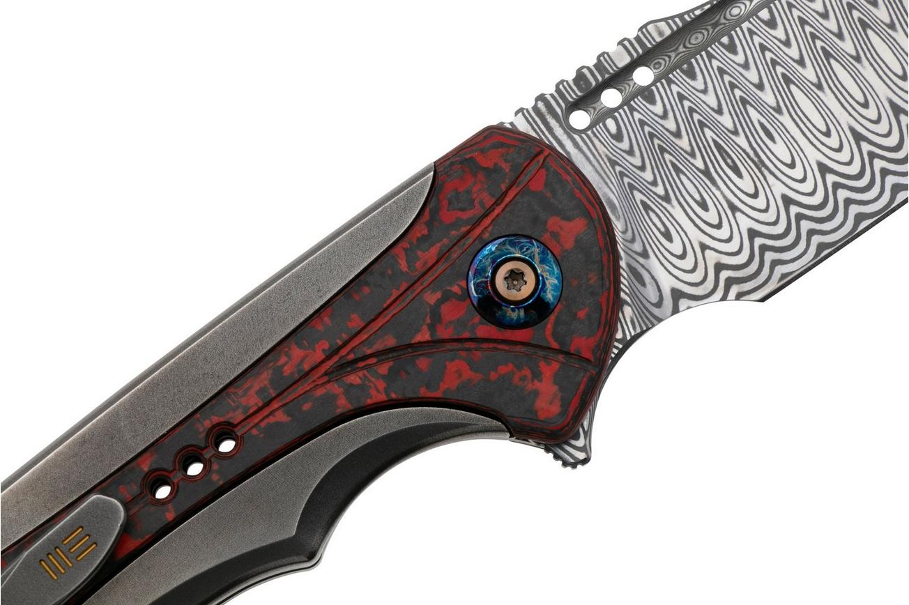 WE Knife Equivik WE23020-DS1 Hugin Damasteel, Grey Titanium, Lava Flow Fat Carbon zakmes
