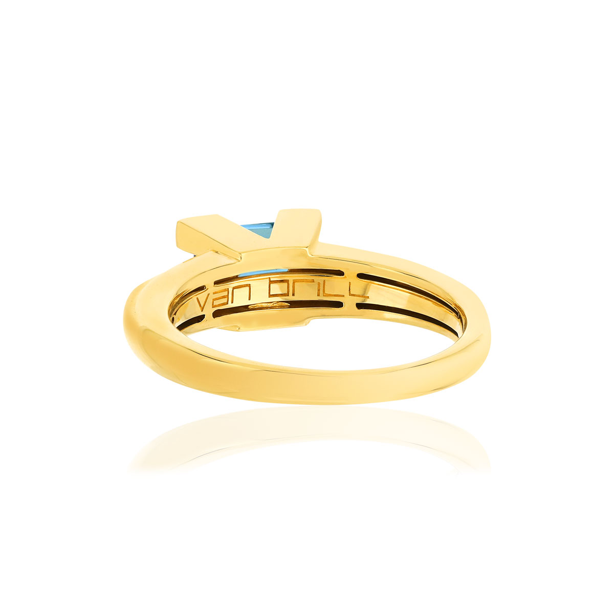 Bague VAN BRILL or jaune 750, topaze, diamants.