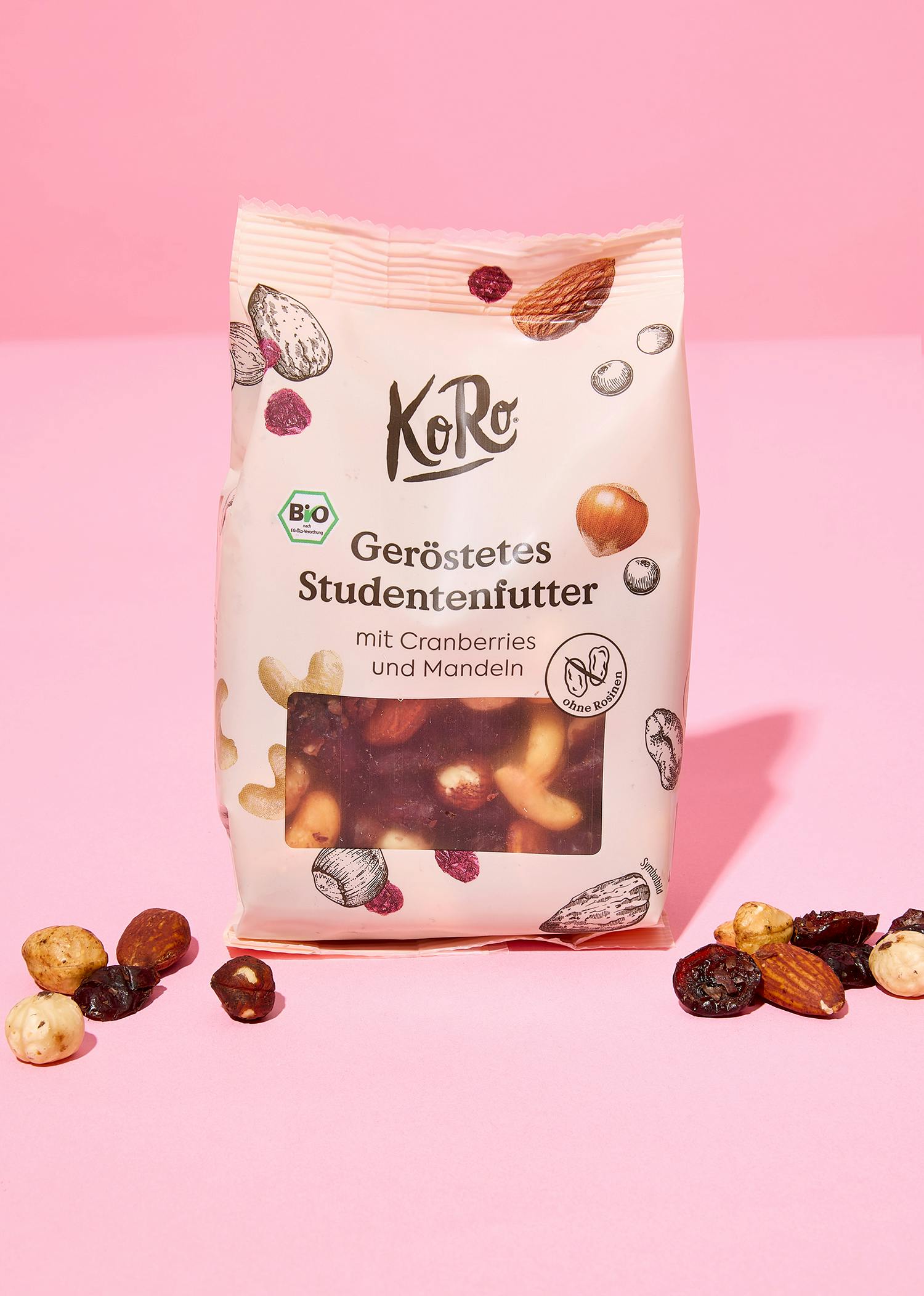 Geröstetes Bio Studentenfutter mit Cranberrys und Mandeln 160 g