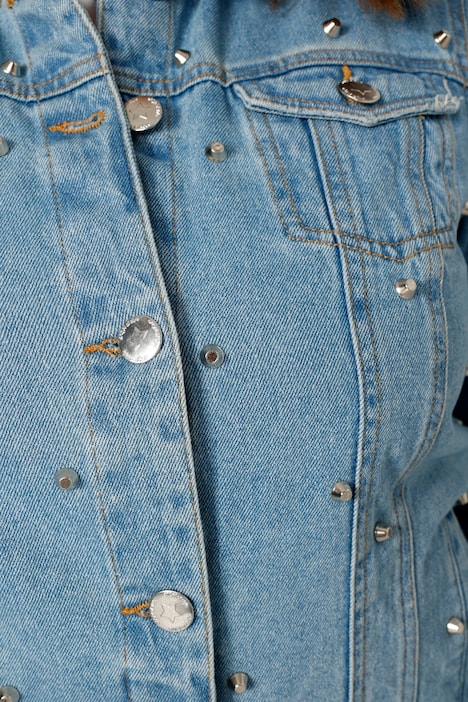 Jeansjacke, Ziernieten, Hemdkragen, Langarm