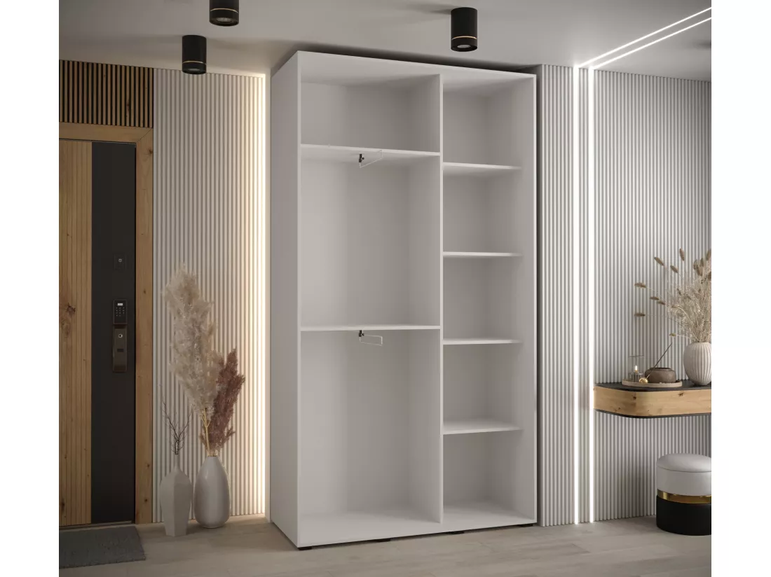ARMOIRE DAVOS 7 À PORTES COULISSANTES 235,2/130/45 2 portes (Blanc/Artisan/Argent)