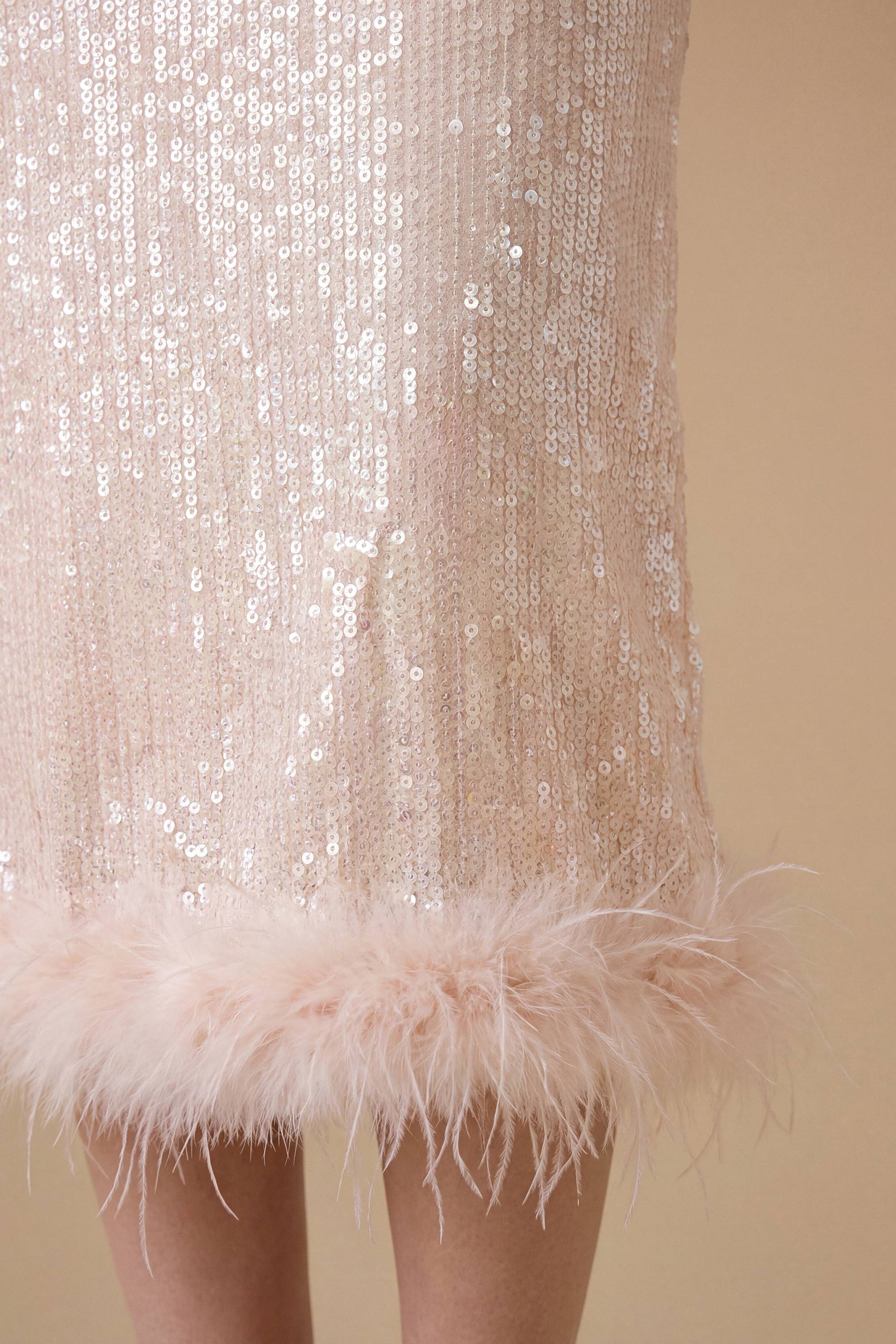 Oasis Jupe Midi À Sequins Avec Bordure De Plumes
