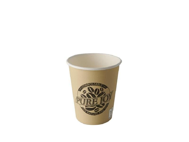 Papstar Einweg-Kaffeebecher Pure 200 ml 50 Stück, Crème Hitzebeständiger Pappbecher